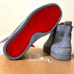 CHRISTIAN LOUBOUTIN 'LOUIS ORLATO STRASS' SUEDE LEATHER HI-TOP SNEAKERS SHOES
